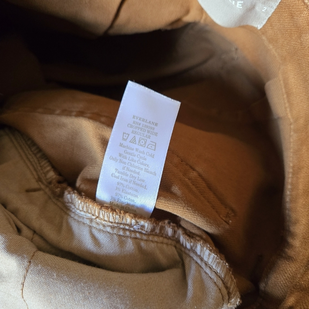 Everlane Wide Leg Crop Pant High Rise Stretch Cotton Women's Ochre Brown Size 2 - Picture 8 of 8